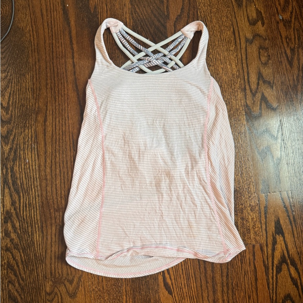 Lululemon pink tank- with built in sports bra, size 4